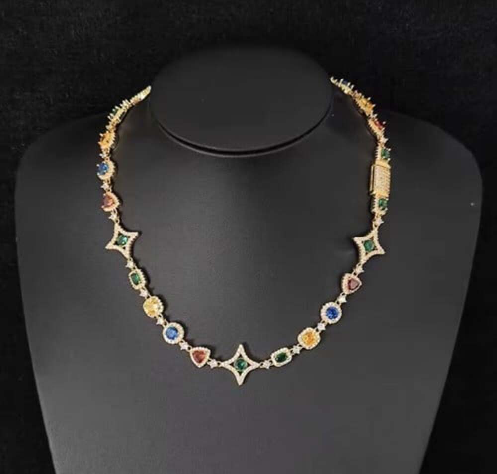 colorful gemstone necklace cz - Picture 3 of 5